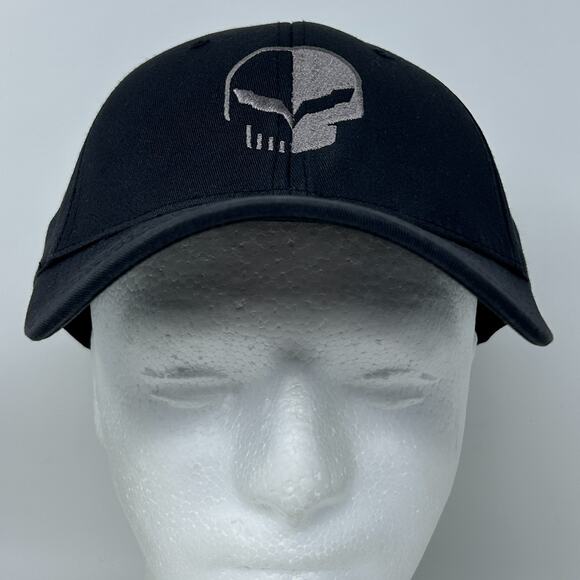 Corvette Racing Jake Hat Baseball Cap Chevrolet Skull Black Flex Fitted L Large - Picture 2 of 10